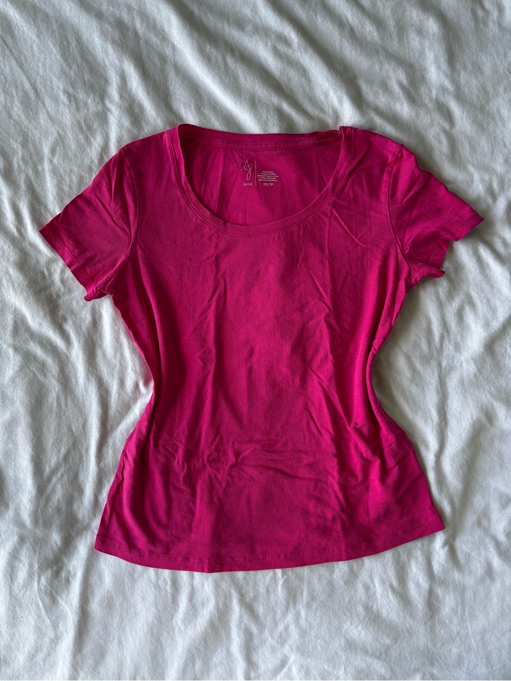 Joie Scoop Neck Short Sleeve Tee in Fuchsia Pink